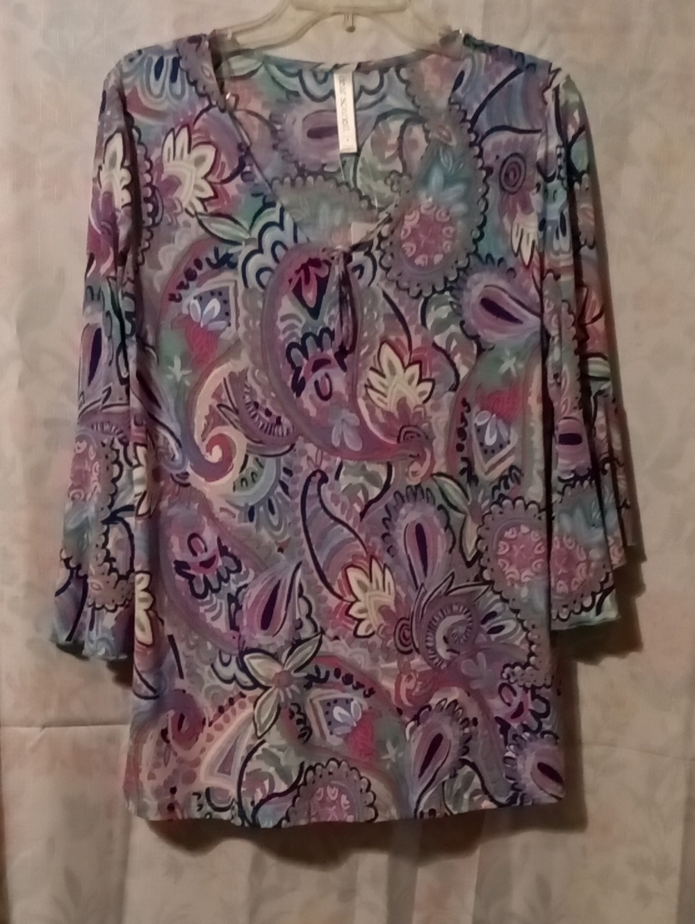 Dear Scarlett 3/4 Ruffle Sleeve Tie Neck Top, Size S